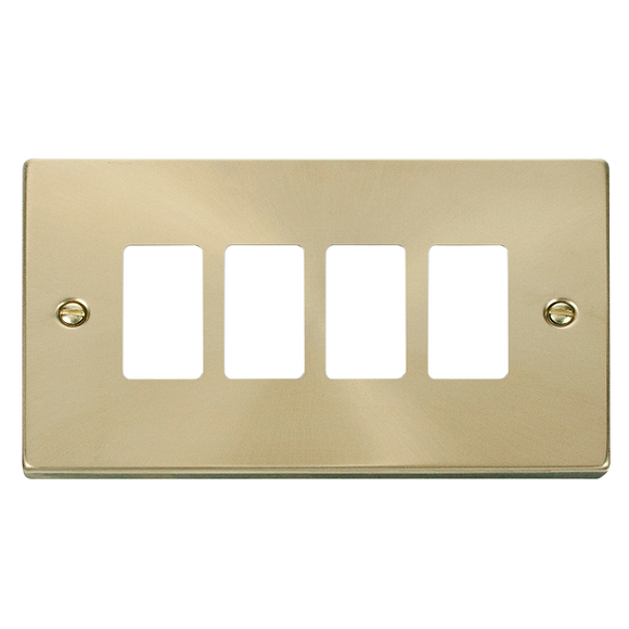 Click® Scolmore GridPro® VPSB20404 4 Gang GridPro® Frontplate - Satin Brass Satin Brass  Insert