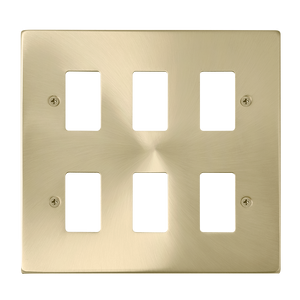 Click® Scolmore GridPro® VPSB20506 6 Gang GridPro® Frontplate - Satin Brass Satin Brass  Insert