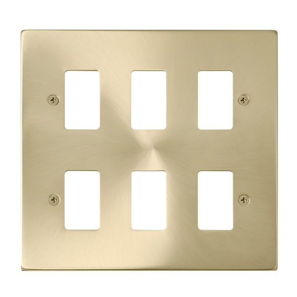 Click® Scolmore GridPro® VPSB20506 6 Gang GridPro® Frontplate - Satin Brass Satin Brass  Insert