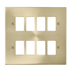 Click® Scolmore GridPro® VPSB20508 8 Gang GridPro® Frontplate - Satin Brass Satin Brass  Insert