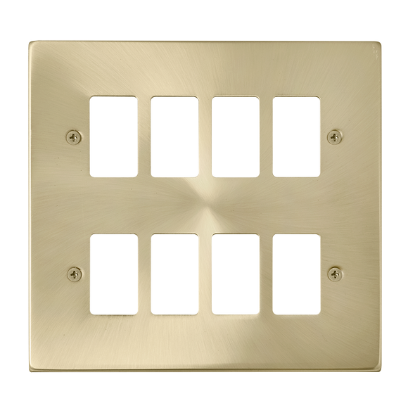 Click® Scolmore GridPro® VPSB20508 8 Gang GridPro® Frontplate - Satin Brass Satin Brass  Insert