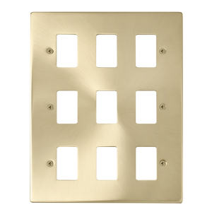 Click® Scolmore GridPro® VPSB20509 9 Gang GridPro® Frontplate - Satin Brass Satin Brass  Insert