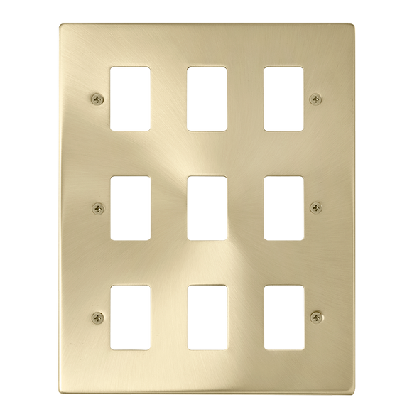 Click® Scolmore GridPro® VPSB20509 9 Gang GridPro® Frontplate - Satin Brass Satin Brass  Insert