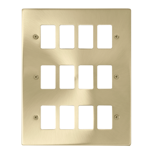 Click® Scolmore GridPro® VPSB20512 12 Gang GridPro® Frontplate - Satin Brass Satin Brass  Insert