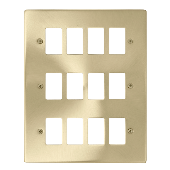 Click® Scolmore GridPro® VPSB20512 12 Gang GridPro® Frontplate - Satin Brass Satin Brass  Insert