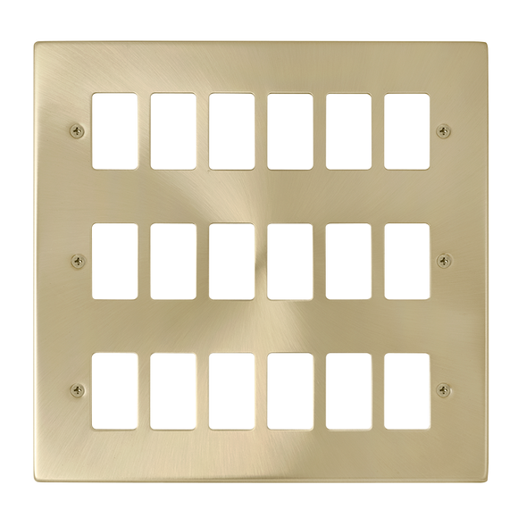 Click® Scolmore GridPro® VPSB20518 18 Gang GridPro® Frontplate - Satin Brass Satin Brass  Insert