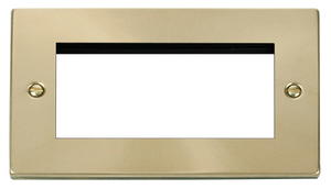 Click® Scolmore Deco® VPSB312 2 Gang New Media™ Unfurnished Plate - 4 Apertures Satin Brass  Insert