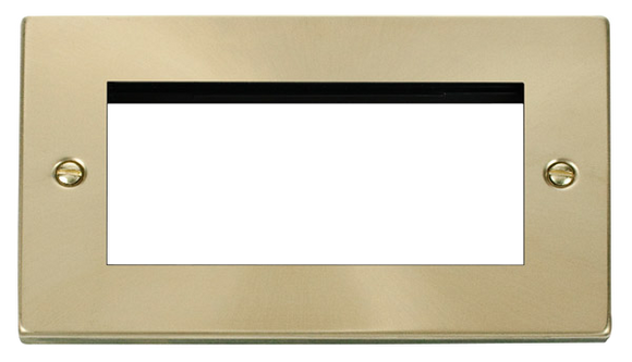 Click® Scolmore Deco® VPSB312 2 Gang New Media™ Unfurnished Plate - 4 Apertures Satin Brass  Insert