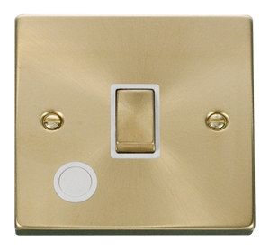 Click® Scolmore Deco® VPSB522WH 20A Ingot DP Switch Satin Brass White Insert