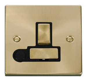 Click® Scolmore Deco® VPSB551BK 13A Ingot DP Switched Fused Connection Unit Satin Brass Black Insert