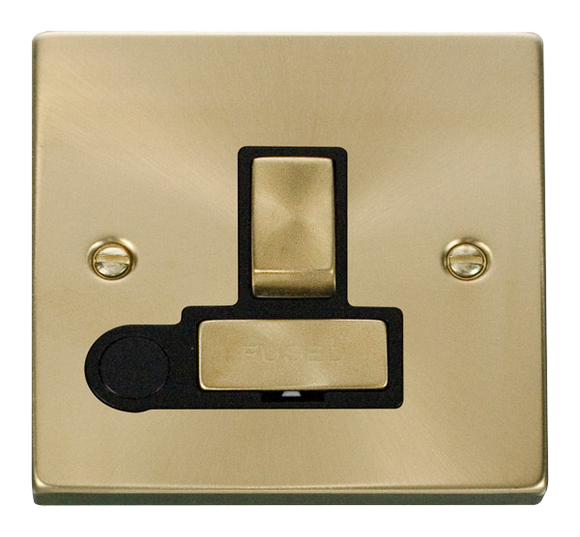 Click® Scolmore Deco® VPSB551BK 13A Ingot DP Switched Fused Connection Unit Satin Brass Black Insert