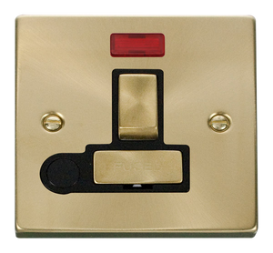 Click® Scolmore Deco® VPSB552BK 13A Ingot DP Switched Fused Connection Unit With Neon Satin Brass White Insert