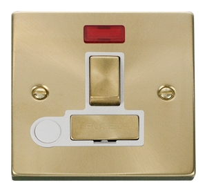 Click® Scolmore Deco® VPSB552WH 13A Ingot DP Switched Fused Connection Unit With Neon Satin Brass White Insert