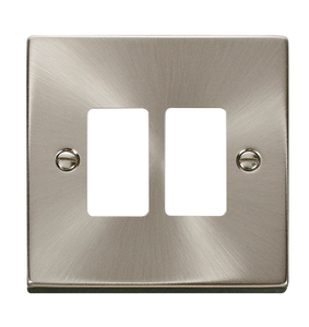 Click® Scolmore GridPro® VPSC20402 2 Gang GridPro® Frontplate - Satin Chrome Satin Chrome  Insert