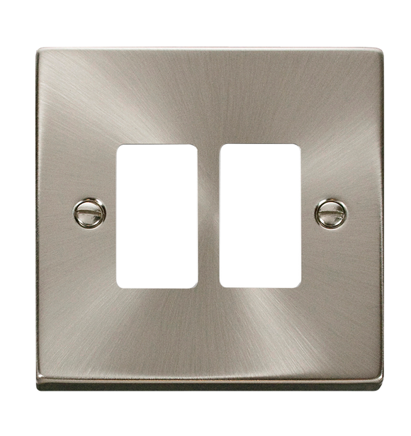 Click® Scolmore GridPro® VPSC20402 2 Gang GridPro® Frontplate - Satin Chrome Satin Chrome  Insert