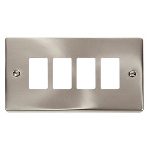 Click® Scolmore GridPro® VPSC20404 4 Gang GridPro® Frontplate - Satin Chrome Satin Chrome  Insert