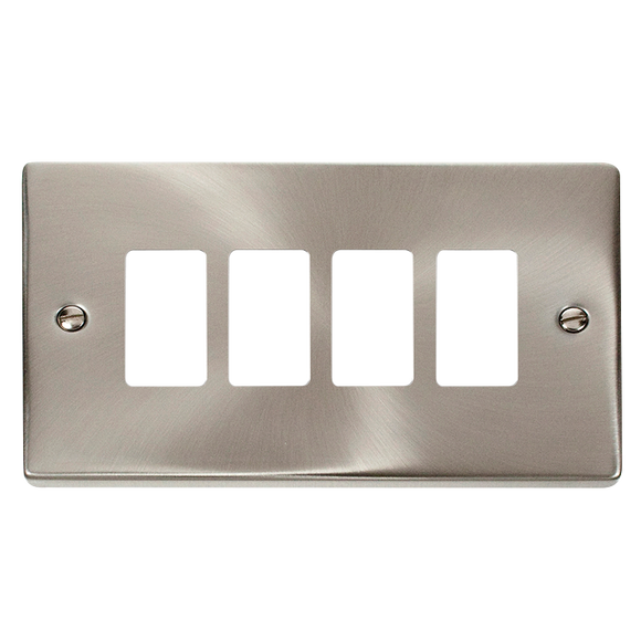 Click® Scolmore GridPro® VPSC20404 4 Gang GridPro® Frontplate - Satin Chrome Satin Chrome  Insert