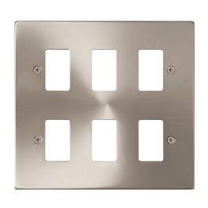 Click® Scolmore GridPro® VPSC20506 6 Gang GridPro® Frontplate - Satin Chrome Satin Chrome  Insert