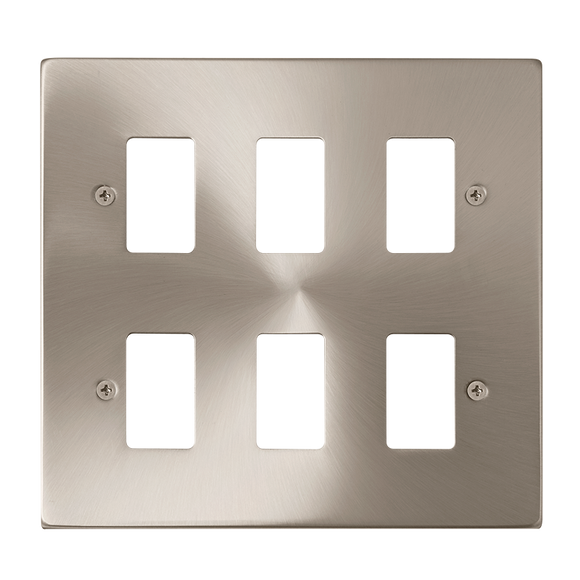 Click® Scolmore GridPro® VPSC20506 6 Gang GridPro® Frontplate - Satin Chrome Satin Chrome  Insert