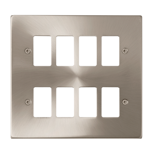 Click® Scolmore GridPro® VPSC20508 8 Gang GridPro® Frontplate - Satin Chrome Satin Chrome  Insert