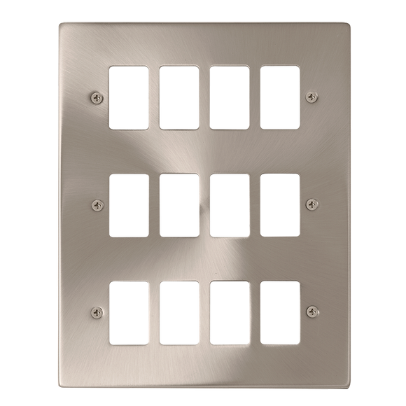 Click® Scolmore GridPro® VPSC20512 12 Gang GridPro® Frontplate - Satin Chrome Satin Chrome  Insert