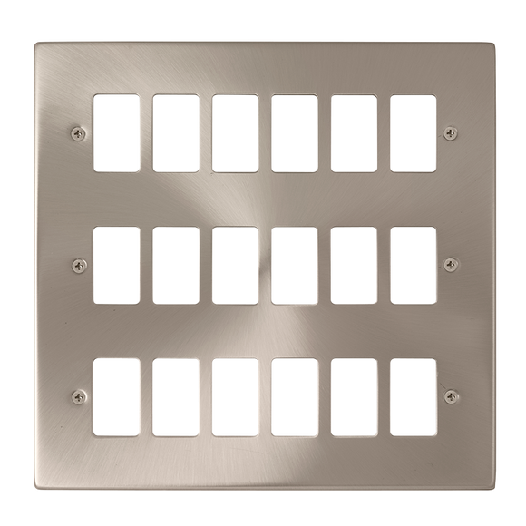 Click® Scolmore GridPro® VPSC20518 18 Gang GridPro® Frontplate - Satin Chrome Satin Chrome  Insert