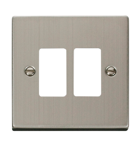 Click® Scolmore GridPro® VPSS20402 2 Gang GridPro® Frontplate - Stainless Steel Stainless Steel  Insert