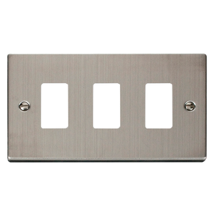 Click® Scolmore GridPro® VPSS20403 3 Gang GridPro® Frontplate - Stainless Steel Stainless Steel  Insert