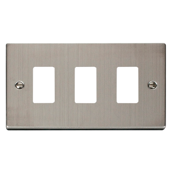 Click® Scolmore GridPro® VPSS20403 3 Gang GridPro® Frontplate - Stainless Steel Stainless Steel  Insert