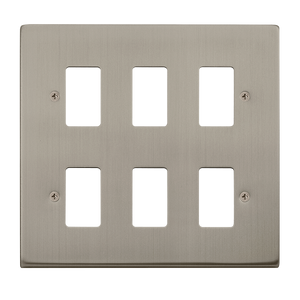 Click® Scolmore GridPro® VPSS20506 6 Gang GridPro® Frontplate - Stainless Steel Stainless Steel  Insert