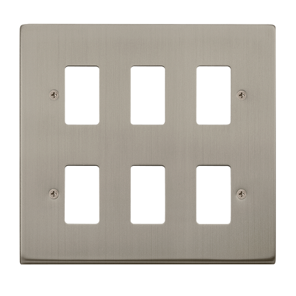 Click® Scolmore GridPro® VPSS20506 6 Gang GridPro® Frontplate - Stainless Steel Stainless Steel  Insert