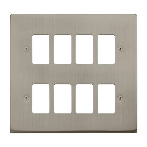 Click® Scolmore GridPro® VPSS20508 8 Gang GridPro® Frontplate - Stainless Steel Stainless Steel  Insert