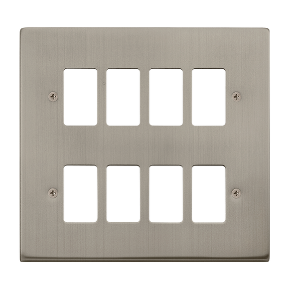 Click® Scolmore GridPro® VPSS20508 8 Gang GridPro® Frontplate - Stainless Steel Stainless Steel  Insert