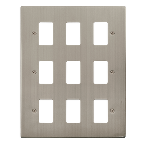 Click® Scolmore GridPro® VPSS20509 9 Gang GridPro® Frontplate - Stainless Steel Stainless Steel  Insert