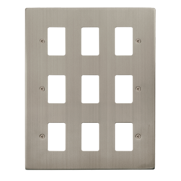 Click® Scolmore GridPro® VPSS20509 9 Gang GridPro® Frontplate - Stainless Steel Stainless Steel  Insert