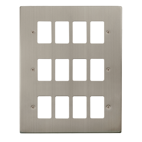 Click® Scolmore GridPro® VPSS20512 12 Gang GridPro® Frontplate - Stainless Steel Stainless Steel  Insert