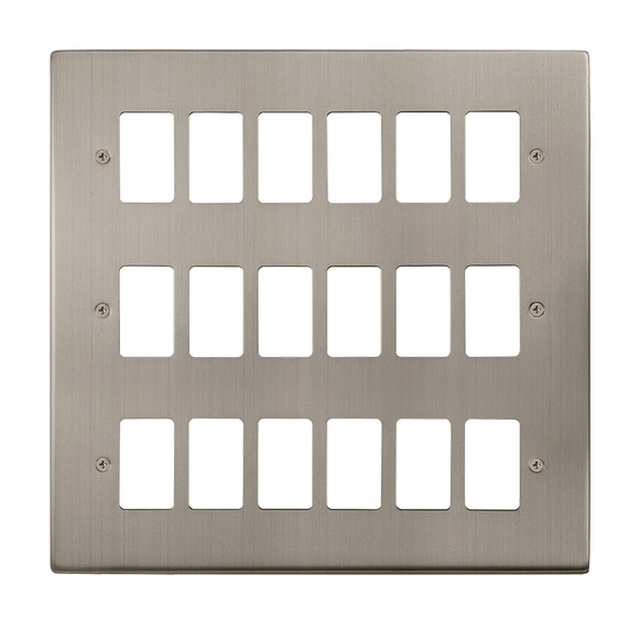 Click® Scolmore GridPro® VPSS20518 18 Gang GridPro® Frontplate - Stainless Steel Stainless Steel  Insert