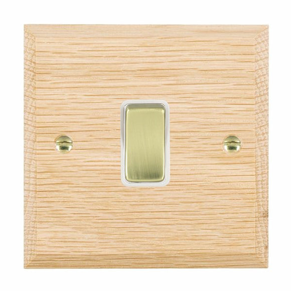 Hamilton WCLR21PB-W Woods Chamfered Light Oak 1 gang 10AX 2 Way Rocker Polished Brass/White Insert