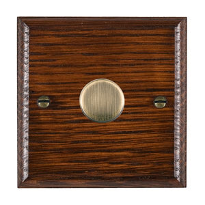 Hamilton WOA1X2VAB Woods Ovolo Antique Mahogany 1 gang 200VA Inductive Leading Edge Push On-Off Rotary 2 Way Switching Dimmer Antique Brass Insert