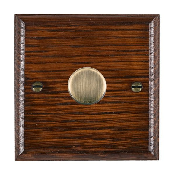 Hamilton WOA1X2VAB Woods Ovolo Antique Mahogany 1 gang 200VA Inductive Leading Edge Push On-Off Rotary 2 Way Switching Dimmer Antique Brass Insert