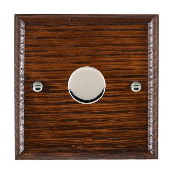 Hamilton WOA1X2VBC Woods Ovolo Antique Mahogany 1 gang 200VA Inductive Leading Edge Push On-Off Rotary 2 Way Switching Dimmer Bright Chrome Insert