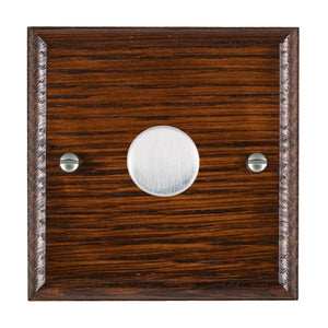 Hamilton WOA1X2VSC Woods Ovolo Antique Mahogany 1 gang 200VA Inductive Leading Edge Push On-Off Rotary 2 Way Switching Dimmer Satin Chrome Insert