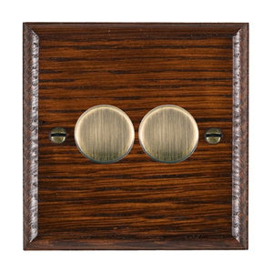 Hamilton WOA2XTEAB Woods Ovolo Antique Mahogany 2x250W/210VA Resistive/Inductive Trailing Edge Push On/Off Rotary Multi-Way Dimmers max 200w per gang Antique Brass Insert