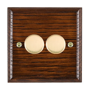 Hamilton WOA2XTEPB Woods Ovolo Antique Mahogany 2x250W/210VA Resistive/Inductive Trailing Edge Push On/Off Rotary Multi-Way Dimmers max 200w per gang Polished Brass Insert