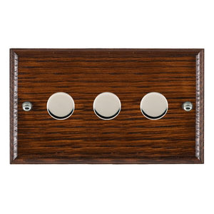 Hamilton WOA3XTEBC Woods Ovolo Antique Mahogany 3x250W/210VA Resistive/Inductive Trailing Edge Push On/Off Rotary Multi-Way Dimmers Bright Chrome Insert