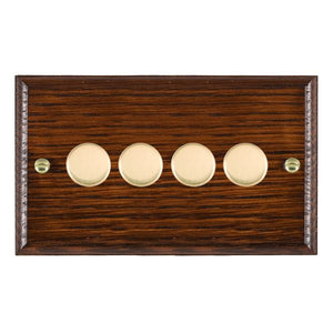 Hamilton WOA4XTEPB Woods Ovolo Antique Mahogany 4x250W/210VA Resistive/Inductive Trailing Edge Push On/Off Rotary Multi-Way Dimmers max 200w per gang Polished Brass Insert