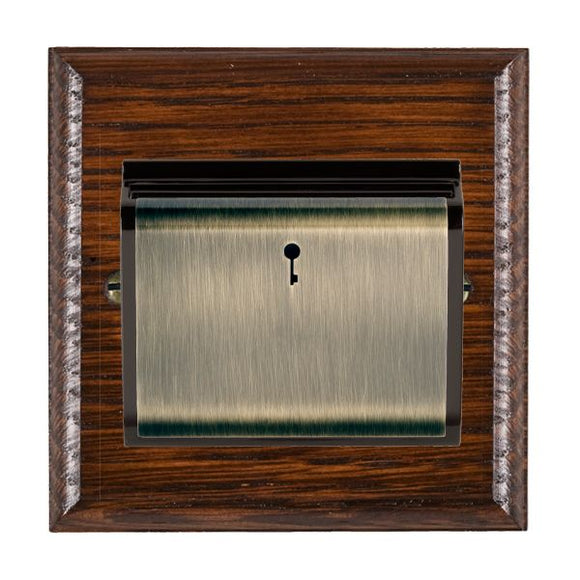 Hamilton WOAC11AB-B Woods Ovolo Antique Mahogany 1 gang 10A (6AX) Card Switch On/Off with Blue LED Locator Antique Brass/Black Insert