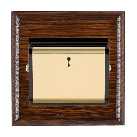 Hamilton WOAC11PB-B Woods Ovolo Antique Mahogany 1 gang 10A (6AX) Card Switch On/Off with Blue LED Locator Polished Brass/Black Insert