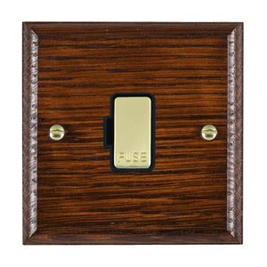 Hamilton WOAFOPB-B Woods Ovolo Antique Mahogany 1 gang 13A Fuse Only Polished Brass/Black Insert