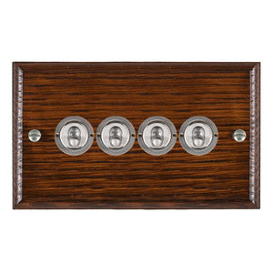 Hamilton WOAT24SC Woods Ovolo Antique Mahogany 4 gang 20AX 2 Way Toggle Satin Chrome Insert